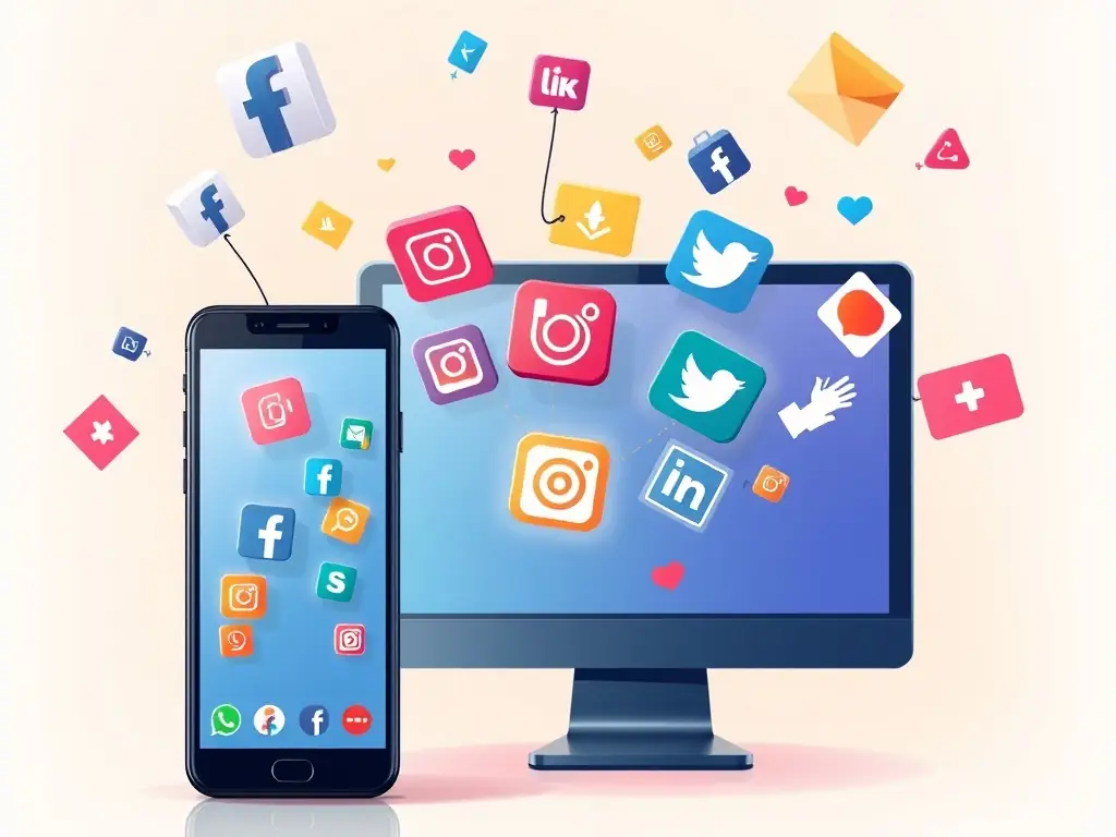 Dynamic social media posts on various platforms (Instagram, Facebook, TikTok) with engaging content and brand messaging.